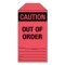 Nevs Tag, "Caution Out of Order" 6-1/4" x 3-1/8" Red w/Black CS-8781 - alternate 1